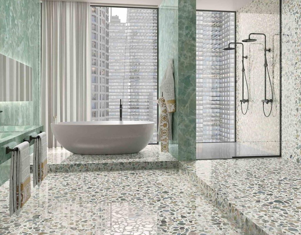 Tegels inspiratie badkamer terrazzo patroon