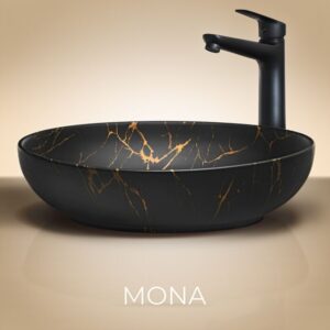 Mona 52x40 marmer zwart goud