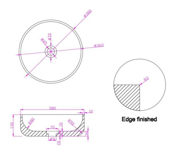 Emprador waskom rond 38x13 - Afbeelding 3