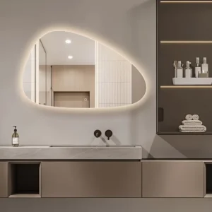 Moderne organische badkamerspiegel met led verlichting 80x50cm