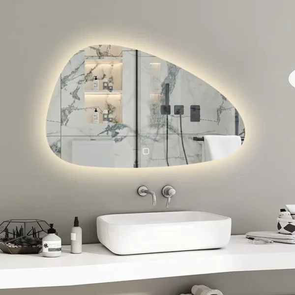 Moderne organische badkamerspiegel met led verlichting 100x62,5cm — изображение 2