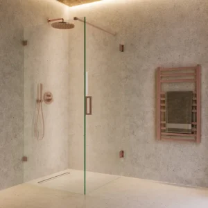 Profielloze Douchecabine 90x90 - Geborsteld koper