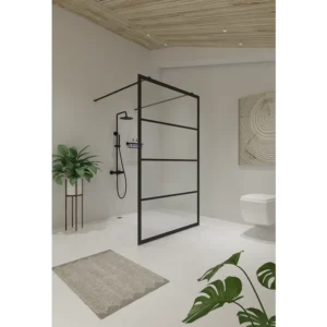 Nero Douchewand gestreept glas decor