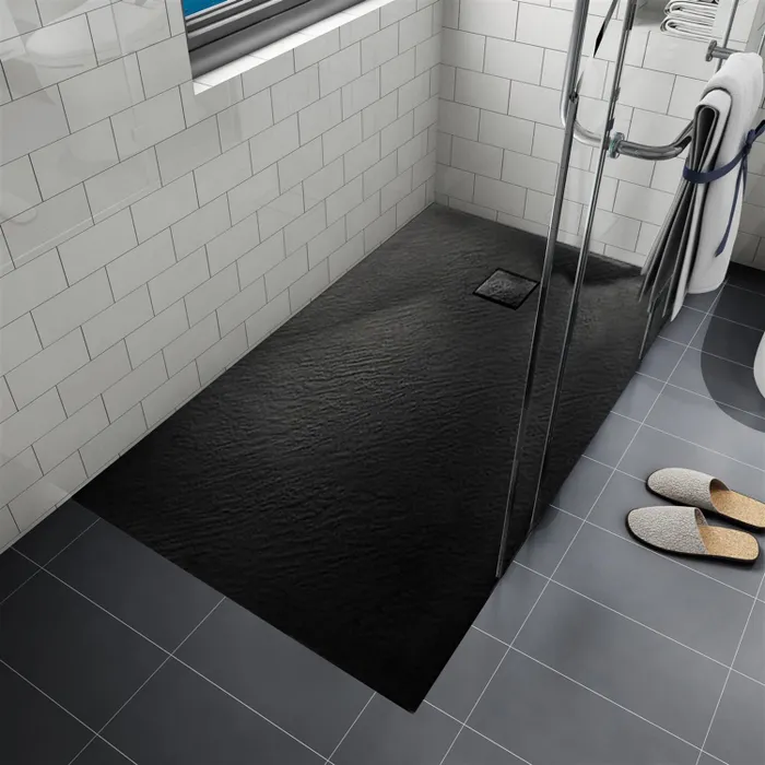 Douchebak 120x90 mat zwart steenlook