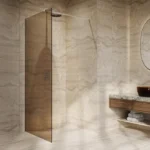 Bronze glas douchewand chroom